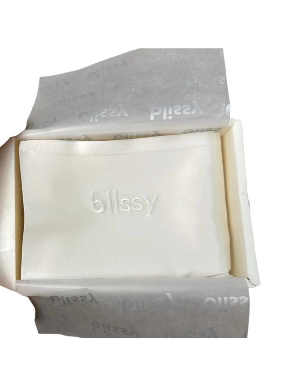 Blissy 100% Mulberry Silk Pillowcase White King NIB - Picture 5 of 5